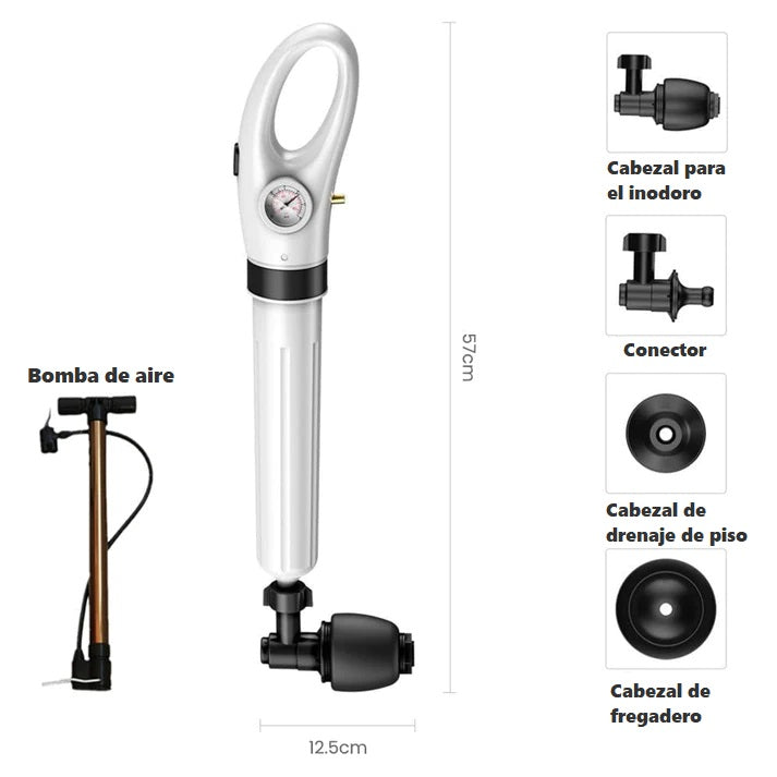 Desatascador de tuberías con aire comprimido